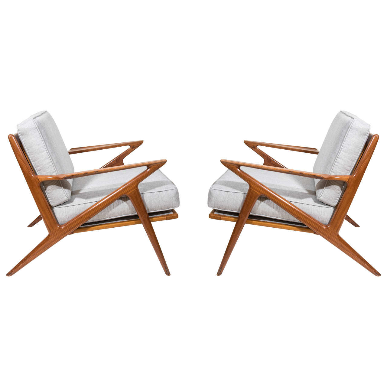 Pair of Danish Modern  Selig "Z" Chairs by Poul Jensen